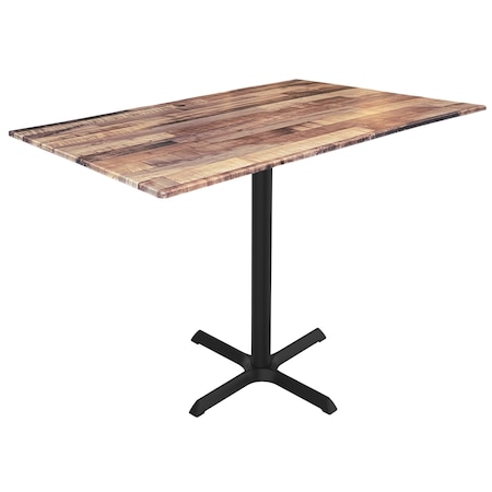 Holland Bar Stool Co 42 Tall OD211 Black Table Base w30x30 foot and 32x48 Rustic Top, IndoorOutdoor OD211-3042BWODS3248Rustic